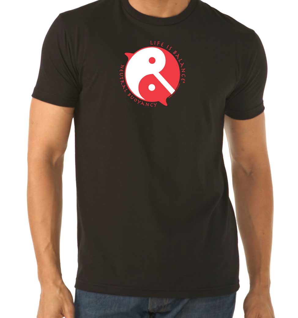 Men's short sleeve scuba diving t-shirt (black/white/red)