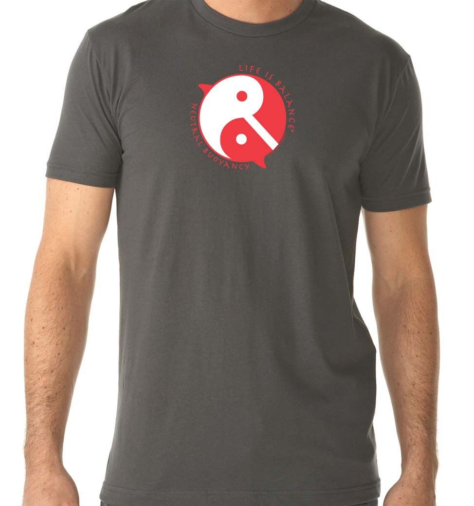 Men's short sleeve scuba diving t-shirt (heavy metal/white/red)