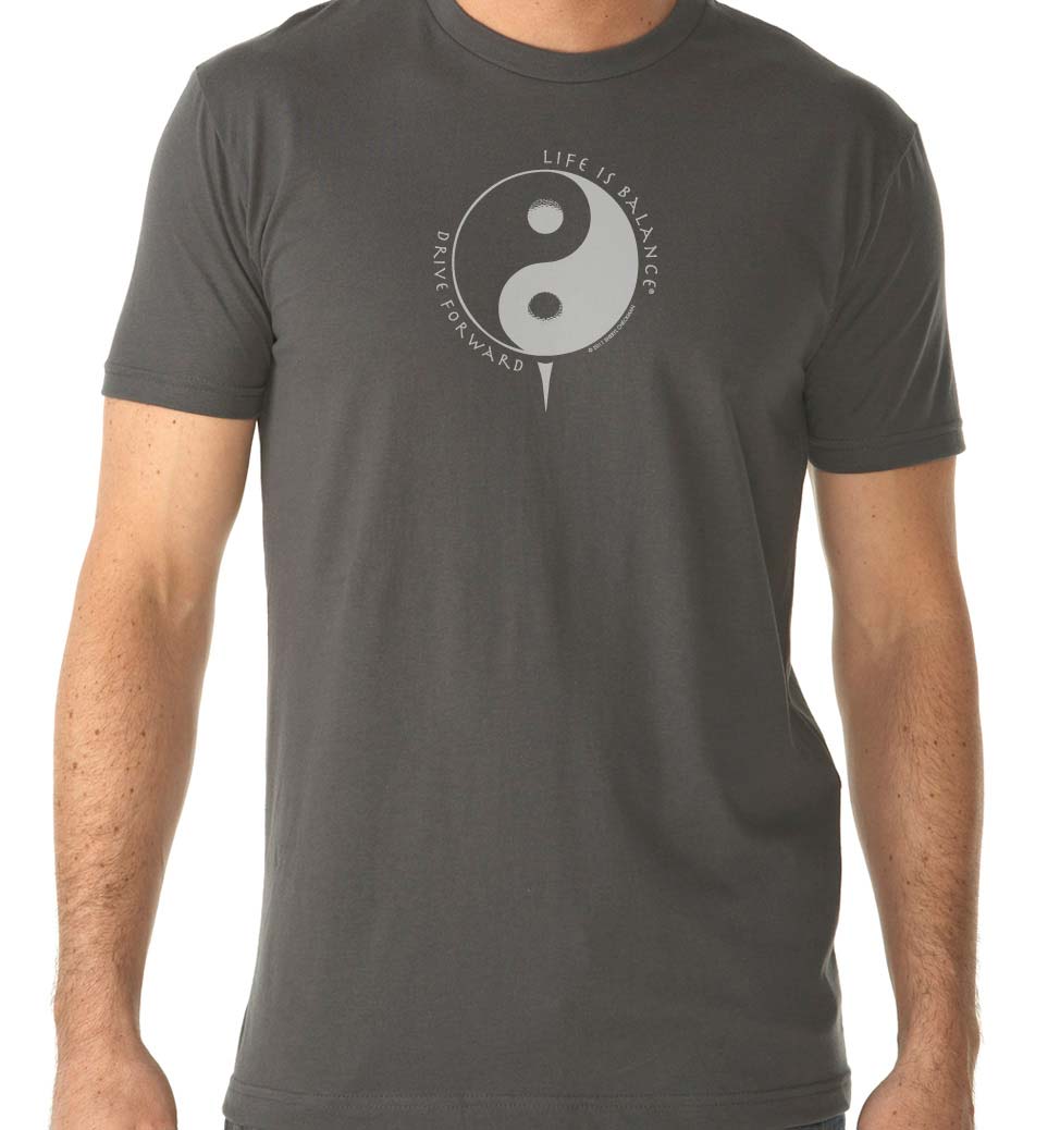 Men's short sleeve golf t-shirt (Heavy Metal/White)