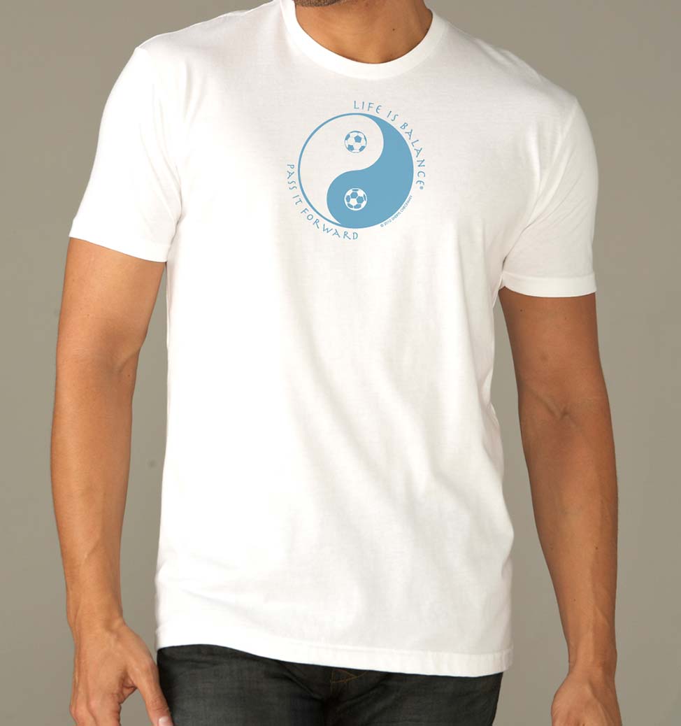 Men's short sleeve soccer t-shirt (white/ocean)