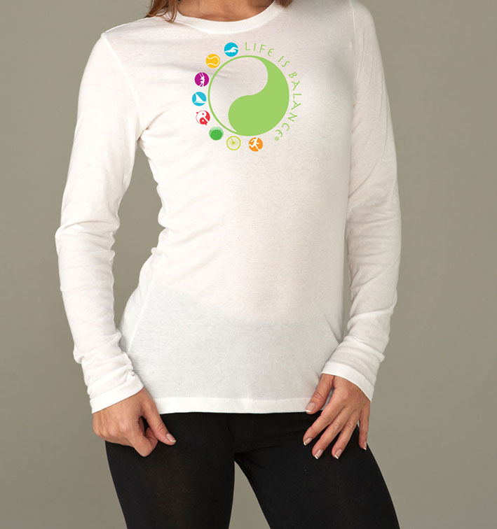 I do it all inspirational long sleeve Life is Balance logo women's short sleeve crew neckt-shirt